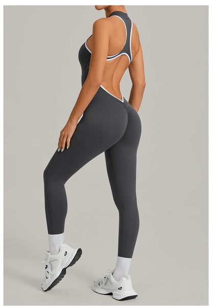 Women’s Padded Sports Jumpsuit – Fitness Overalls Gym Workout Set