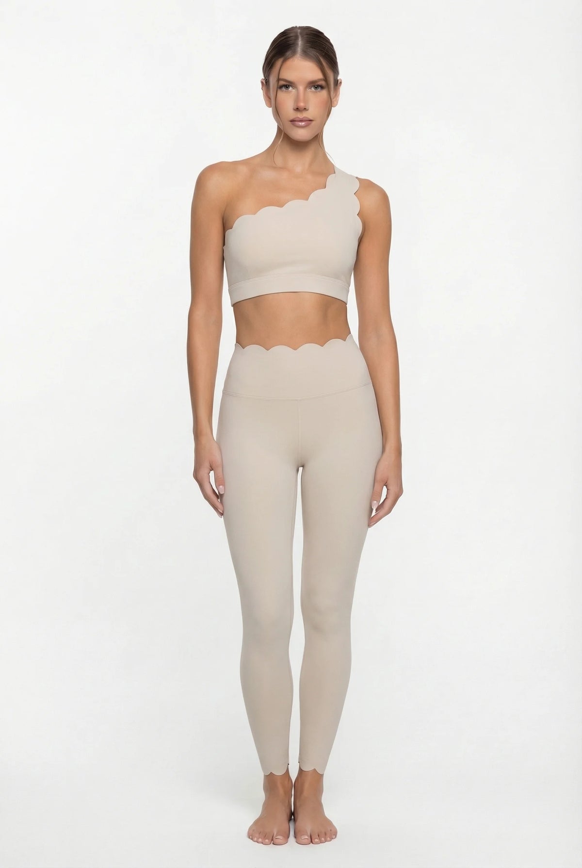 Women’s Elegant One-Shoulder Activewear Set – Lace Beauty Back (2-Piece)