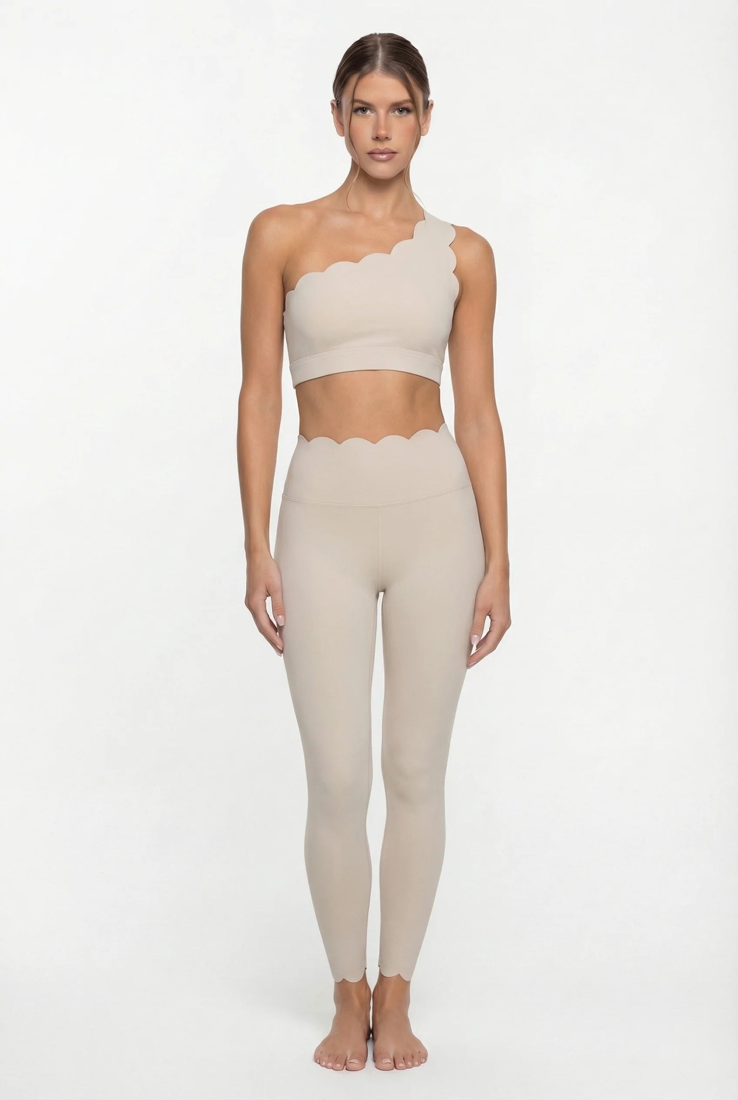 Women’s Elegant One-Shoulder Activewear Set – Lace Beauty Back (2-Piece)