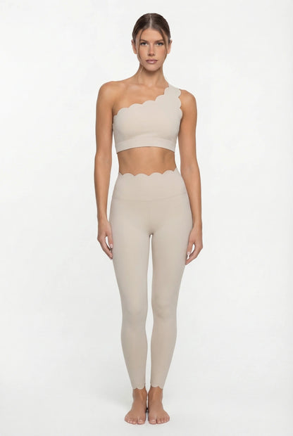 Women’s Elegant One-Shoulder Activewear Set – Lace Beauty Back (2-Piece)