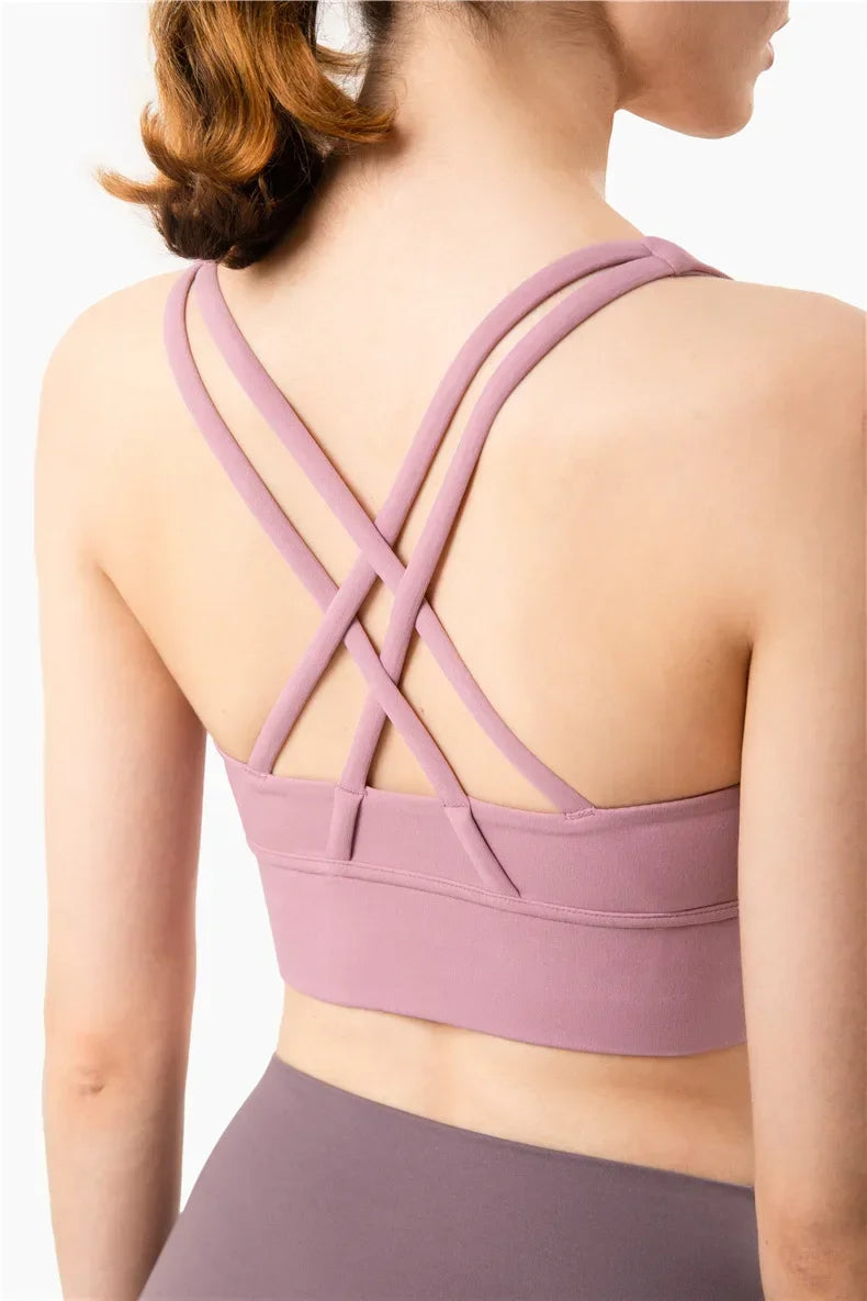 Cross Back Sports Bra for Women | Breathable Fitness & Yoga Top