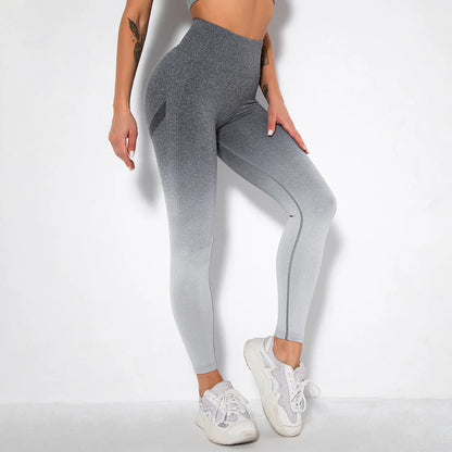Seamless Gradient High-Waist Push-Up Yoga Leggings for Women