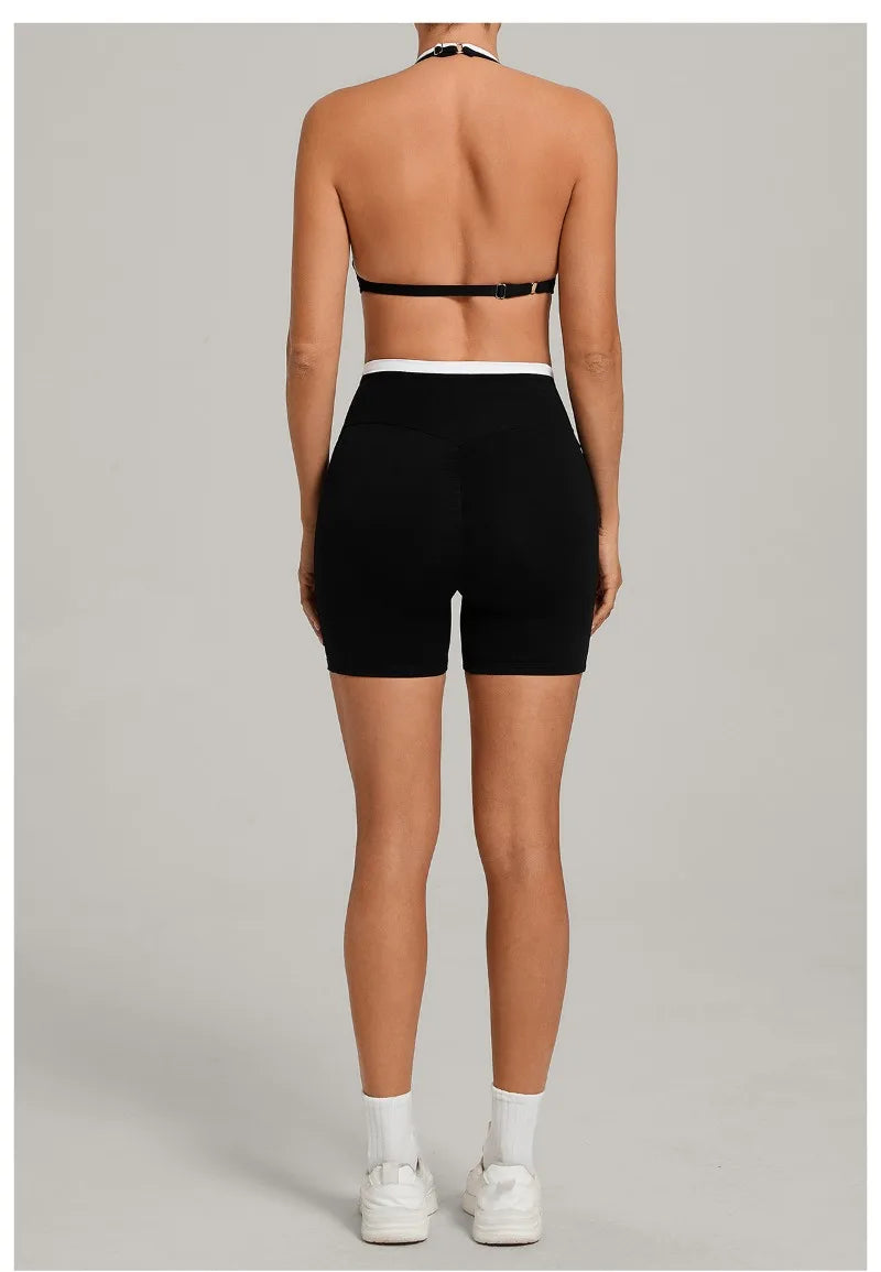 Women’s Seamless Yoga Set – Slim Fit Sports Bra & High-Waist Sculpt Shorts