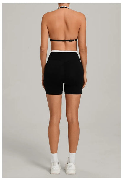 Women’s Seamless Yoga Set – Slim Fit Sports Bra & High-Waist Sculpt Shorts