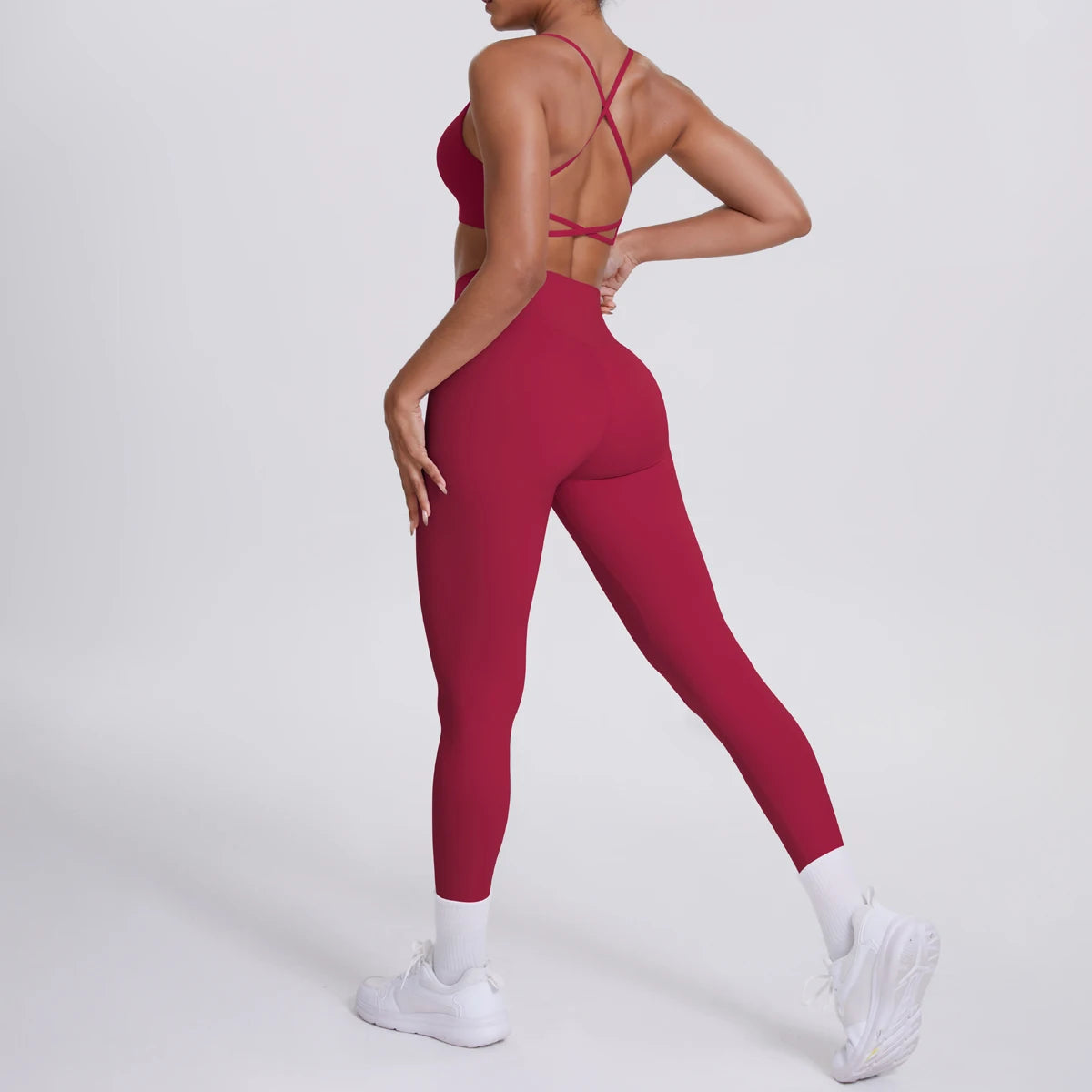 Yoga Suit Sports Set Gym Seamless High Impact Sports Bra Women's High Waist and Hips Tight Peach Buttocks Pants Womens Sportswea