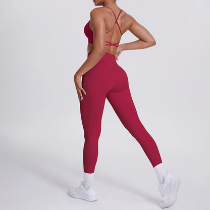 Yoga Suit Sports Set Gym Seamless High Impact Sports Bra Women's High Waist and Hips Tight Peach Buttocks Pants Womens Sportswea