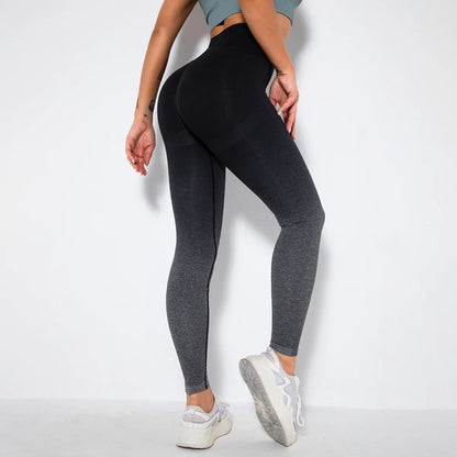 Seamless Gradient High-Waist Push-Up Yoga Leggings for Women