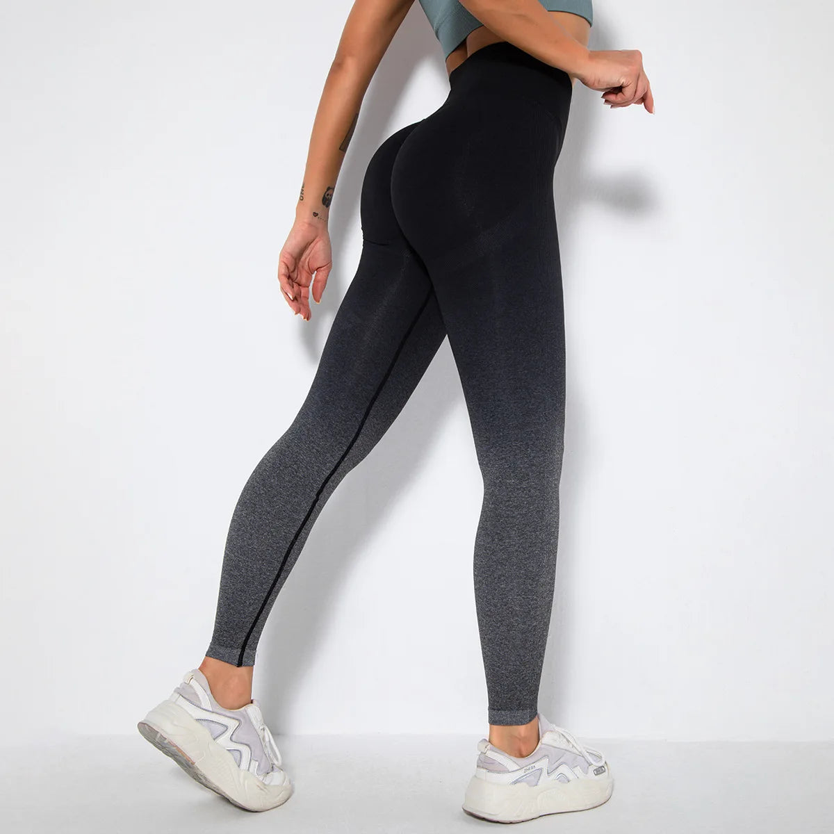 Seamless Gradient High-Waist Push-Up Yoga Leggings for Women