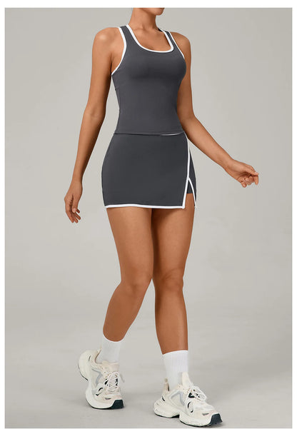 Women’s Athletic Skirt Set – Breathable Quick-Dry Tennis, Yoga & Running Outfit