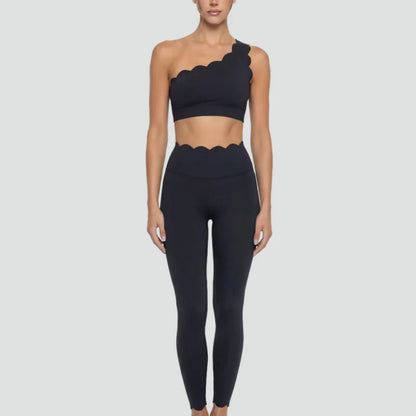 Women’s Elegant One-Shoulder Activewear Set – Lace Beauty Back (2-Piece)
