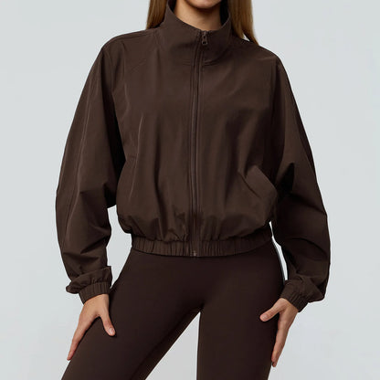 Women’s Seamless Zip-Up Gym Jacket with Pockets | Long Sleeve Workout & Running Top