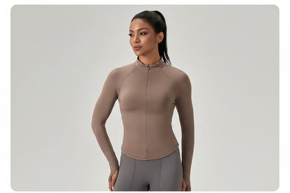 Women's Half-Zip Performance Top – Sculpt Fit Long Sleeve Activewear
