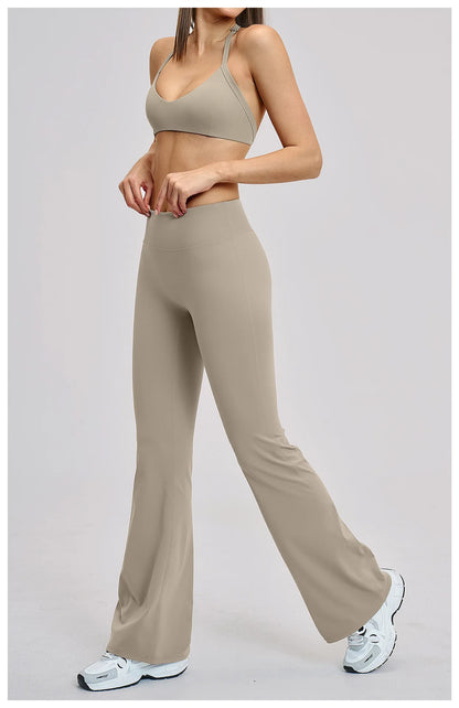 Women’s Flare Leggings Set with Hollow Back Sports Bra | Gym & Yoga