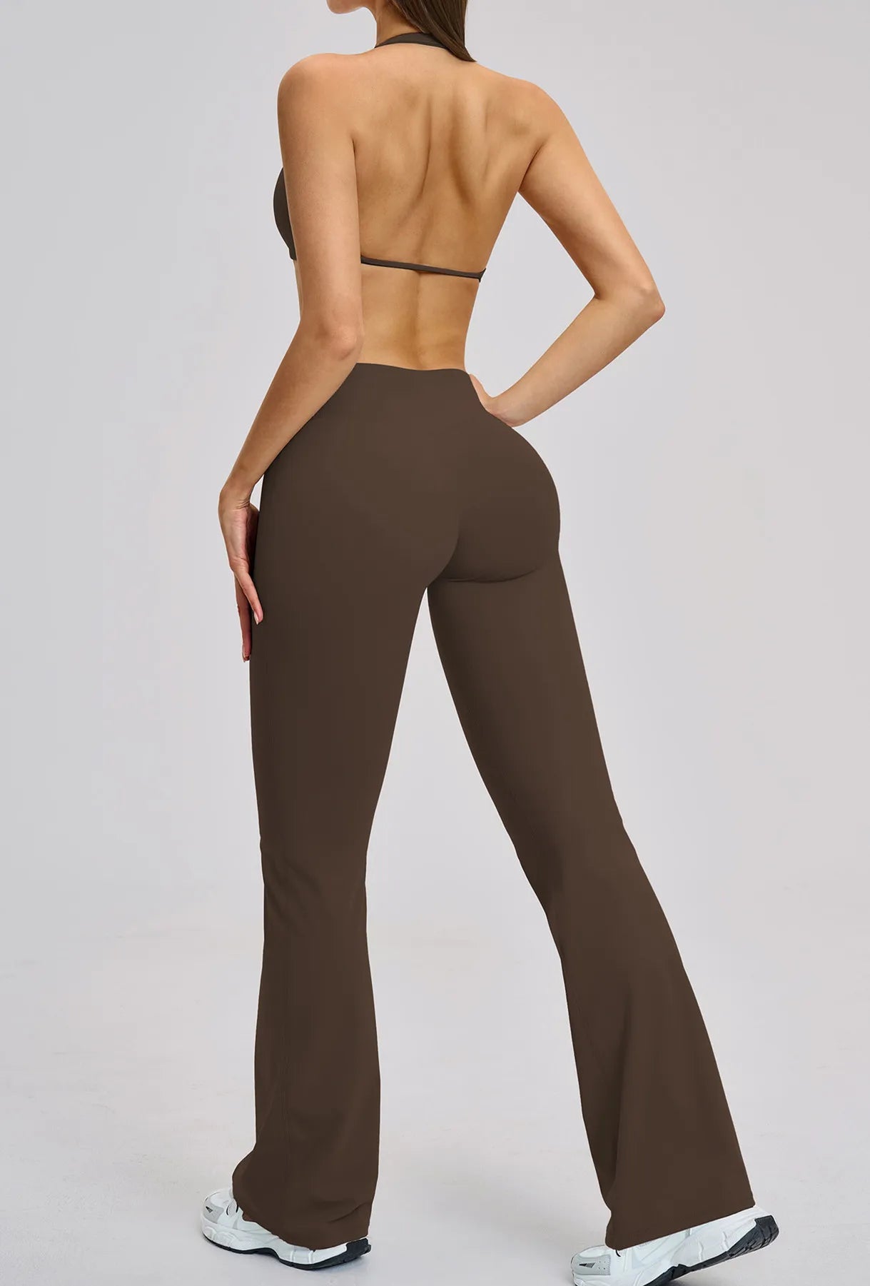 Women’s Flare Leggings Set with Hollow Back Sports Bra | Gym & Yoga
