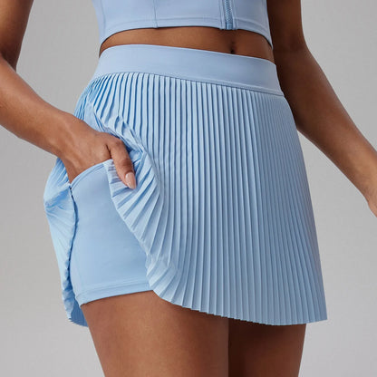 Women’s Pleated Tennis Skort – High Waist with Pockets