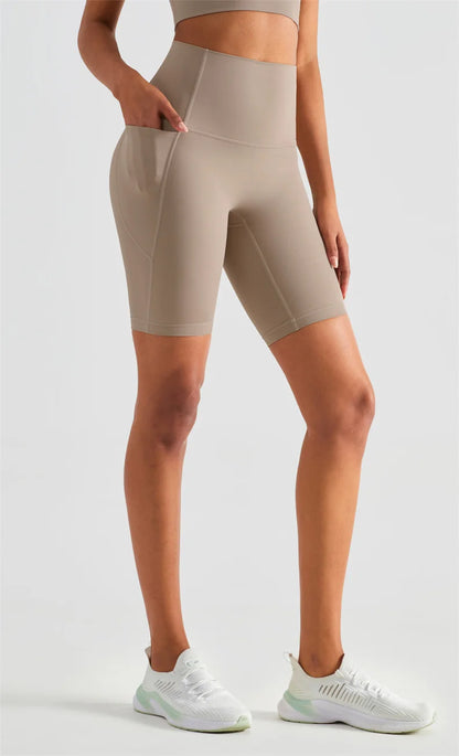 Seamless High Waist Workout Shorts for Women | Gym, Yoga & Cycling Shorts with Pockets