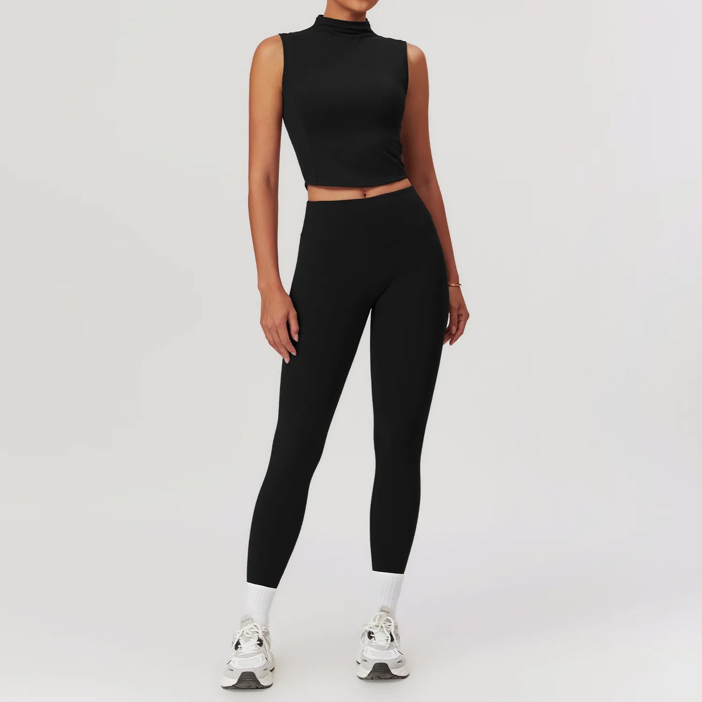 Seamless Women’s Yoga Set – Short Sleeve Top & Sculpting High-Waist Leggings Activewear