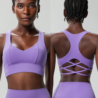 Women’s High Impact Push-Up Sports Bra – Seamless Stretch Gym Crop Top