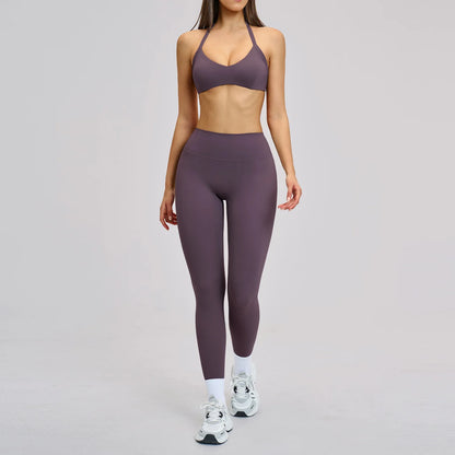 Women’s Flare Leggings Set with Hollow Back Sports Bra | Gym & Yoga