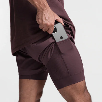 Men’s Double Layer Workout Shorts – Quick-Dry Gym, Running & Fitness Wear