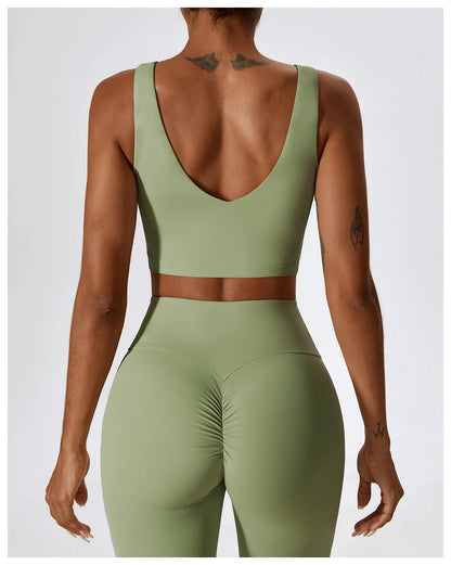 Women’s Seamless Activewear Set – Long Sleeve Crop Top & Sculpting Gym Leggings (2PCS)