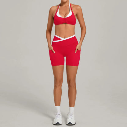Women’s Seamless Yoga Set – Slim Fit Sports Bra & High-Waist Sculpt Shorts