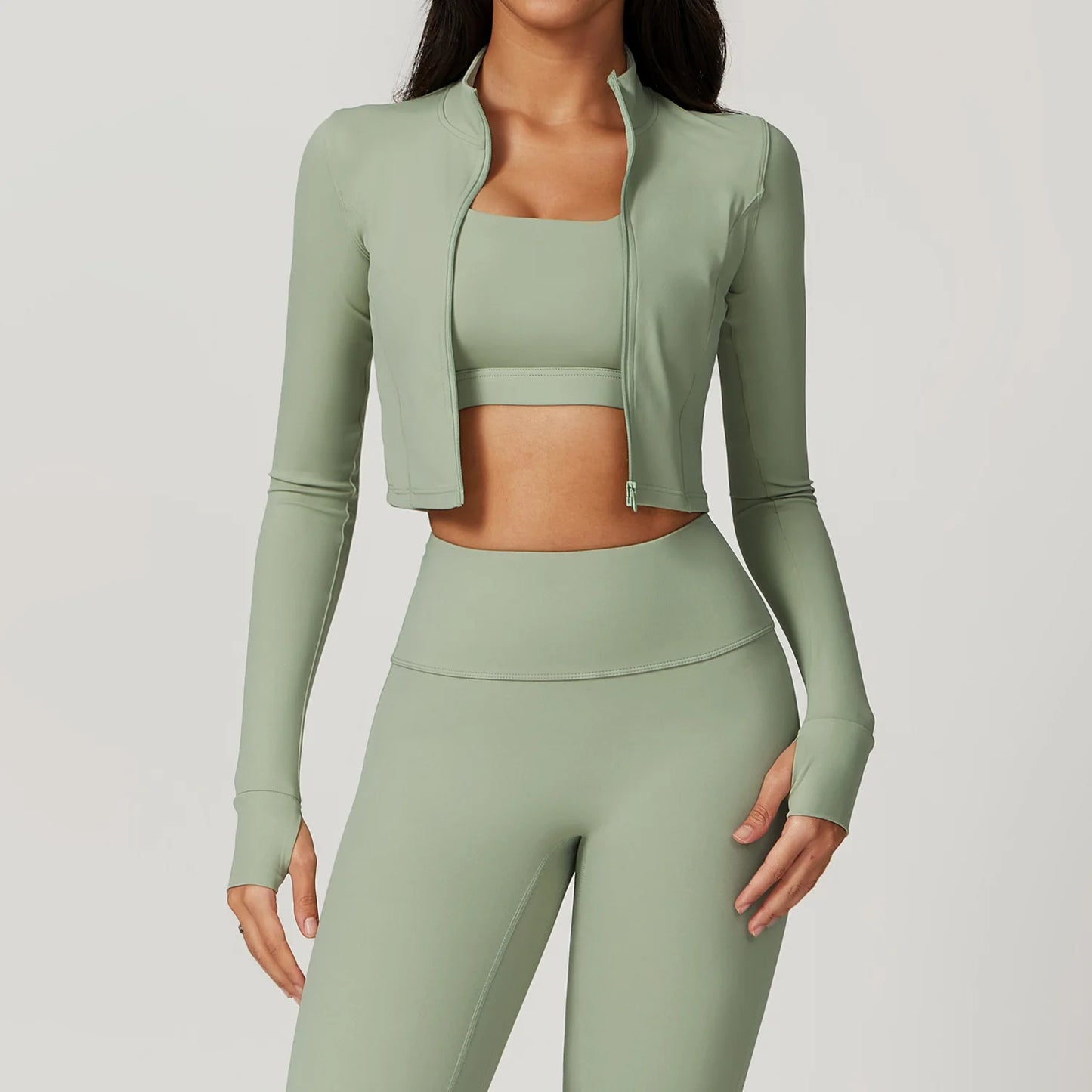 Women’s Quick-Dry Fitness Jacket – Zip-Up Long Sleeve Workout & Yoga Training Top