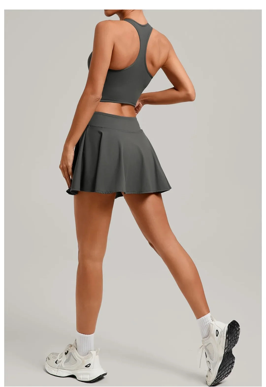 Women’s Tennis Skirt Set – High Waist Activewear with Pockets