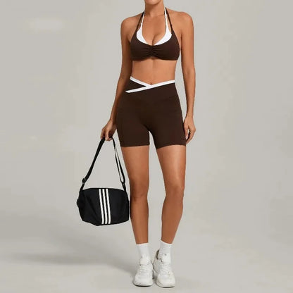 Women’s Seamless Yoga Set – Slim Fit Sports Bra & High-Waist Sculpt Shorts