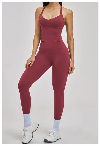 Women’s 2PCS Yoga Set – High Waist Leggings & Sports Bra Gym Workout Outfit