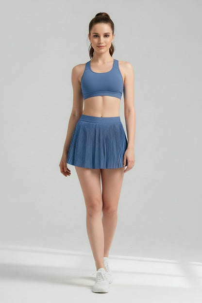 Women’s Pleated Tennis Skort – High Waist with Pockets