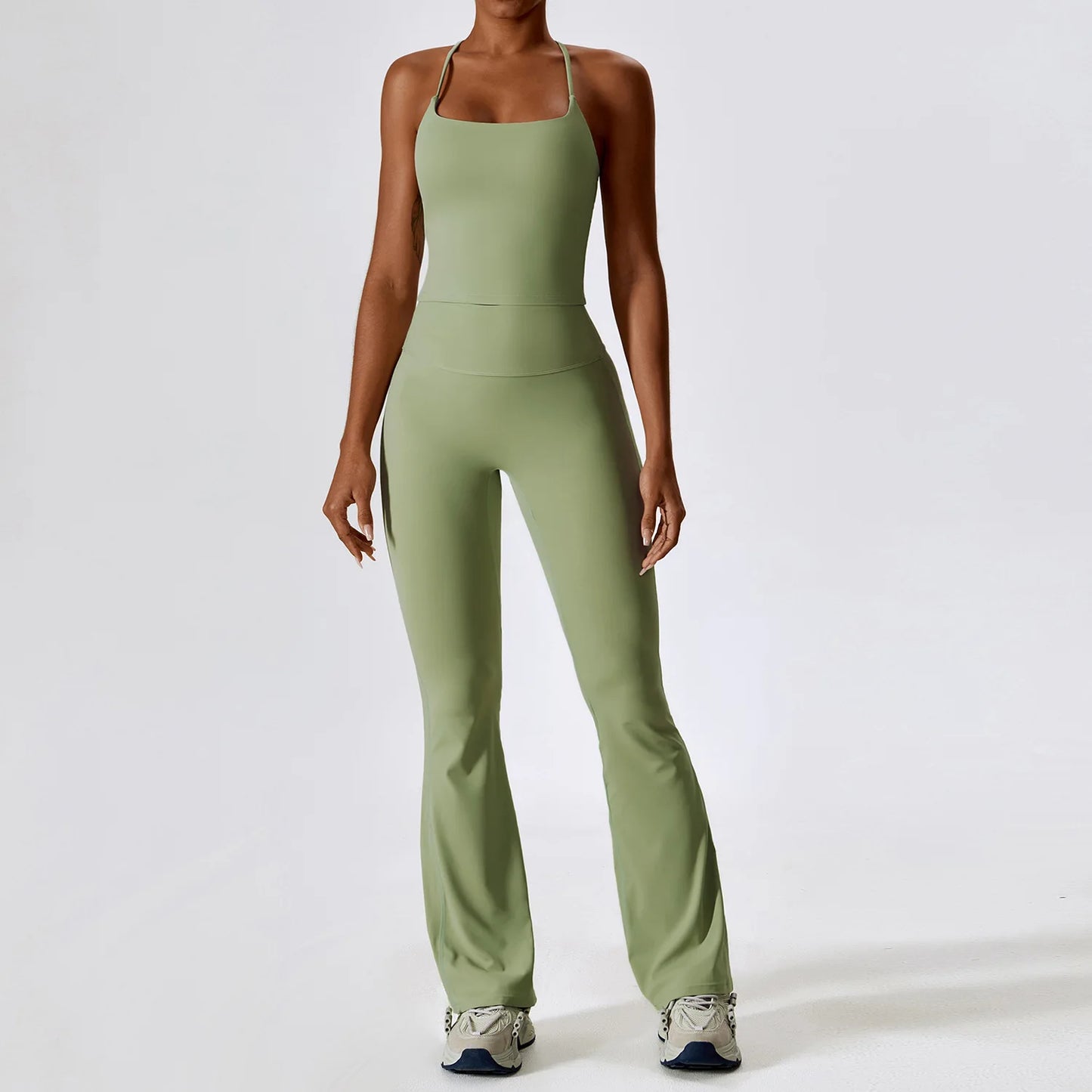 Women’s Seamless Activewear Set – Long Sleeve Crop Top & Sculpting Gym Leggings (2PCS)