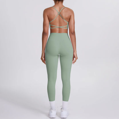 Yoga Suit Sports Set Gym Seamless High Impact Sports Bra Women's High Waist and Hips Tight Peach Buttocks Pants Womens Sportswea