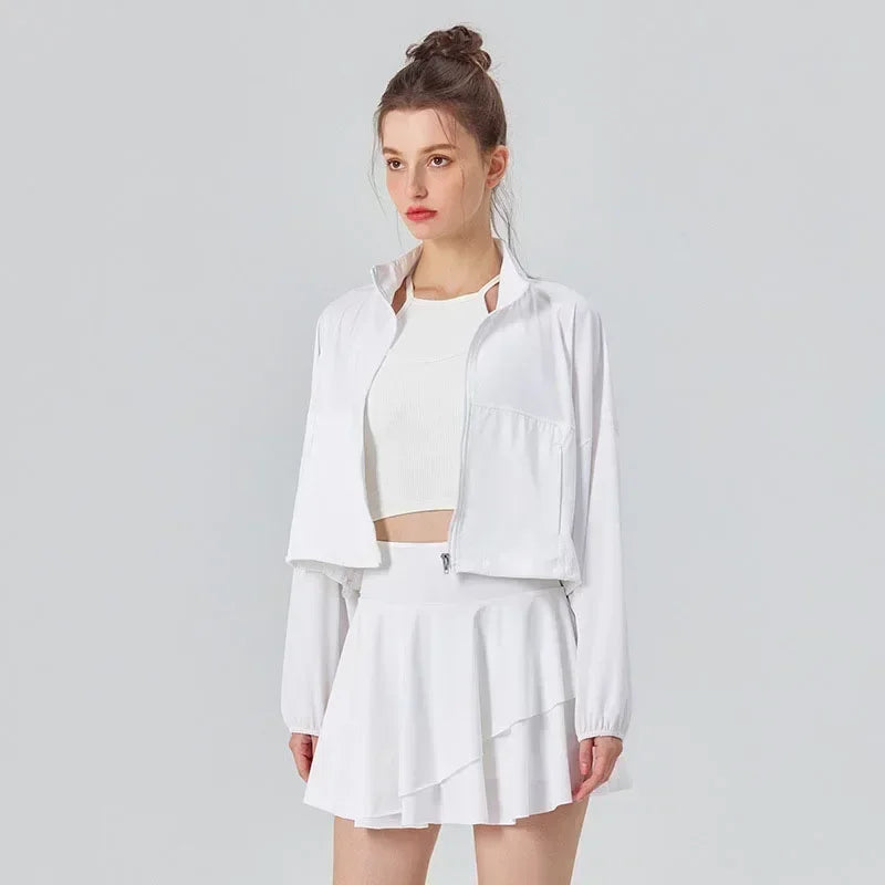 Women’s UPF 50+ UV Protection Tennis Jacket – Lightweight Cool-Fit Sports & Running Jacket