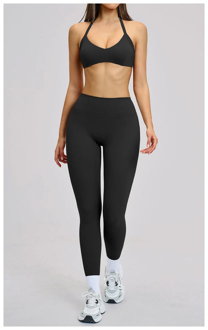 Women’s Flare Leggings Set with Hollow Back Sports Bra | Gym & Yoga