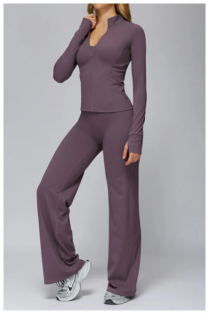 Women’s Zip-Up Performance Jacket – Long Sleeve Quick-Dry Gym & Yoga Activewear
