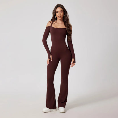 Seamless Yoga Jumpsuit – Double Strap Backless One-Piece Activewear