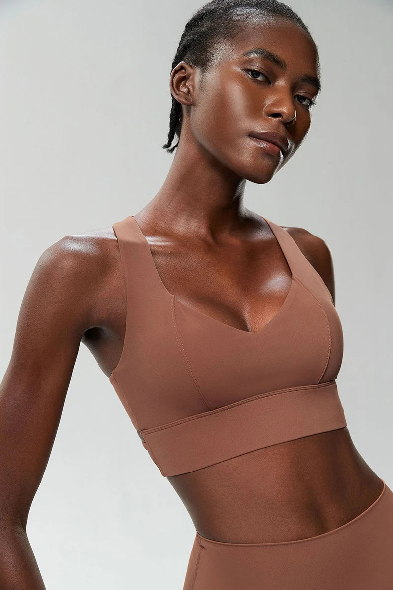 Women’s High Impact Push-Up Sports Bra – Seamless Stretch Gym Crop Top