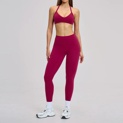 Women’s Flare Leggings Set with Hollow Back Sports Bra | Gym & Yoga