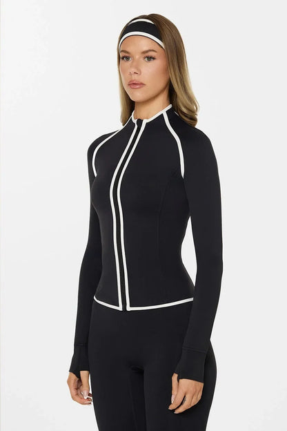 Seamless Zip Jacket Set for Women – Body Sculpting Yoga & Gym Outfit