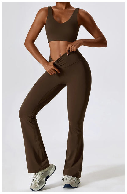 Women’s Seamless Activewear Set – Long Sleeve Crop Top & Sculpting Gym Leggings (2PCS)