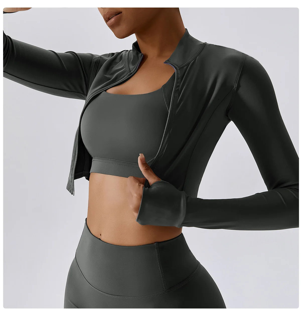 Women’s Quick-Dry Fitness Jacket – Zip-Up Long Sleeve Workout & Yoga Training Top