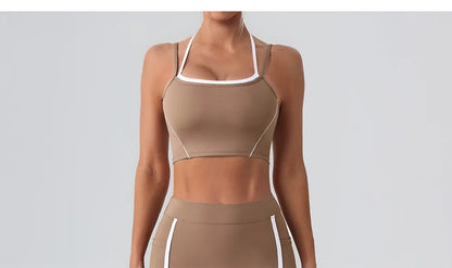 Women’s Halter Neck Fitness Tank Top – Adjustable Strap Running Sports Bra
