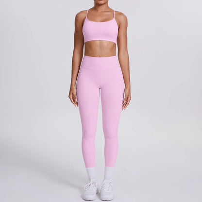 Yoga Suit Sports Set Gym Seamless High Impact Sports Bra Women's High Waist and Hips Tight Peach Buttocks Pants Womens Sportswea