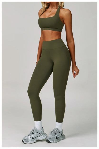 Yoga Set Women's Sportswear Yoga Suit Sports Top High Waist Leggings Two Piece Workout Clothes Fitness Gym Sets Athletic Wear