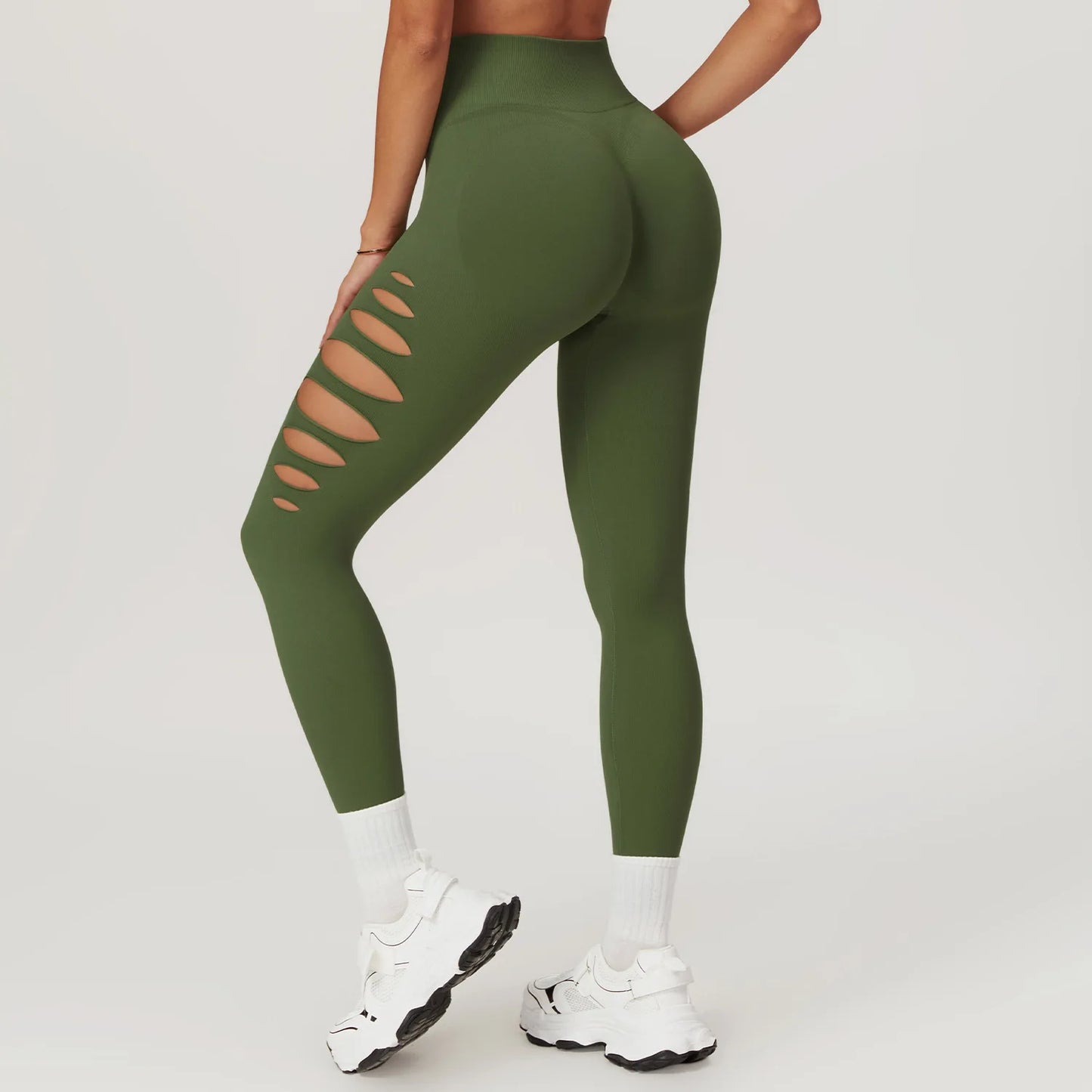 Hollowed Out Seamless Tight Yoga Pants High Waist Yoga Leggings Women Push Up Gym Workout Tights Running Fitness Sports Pants