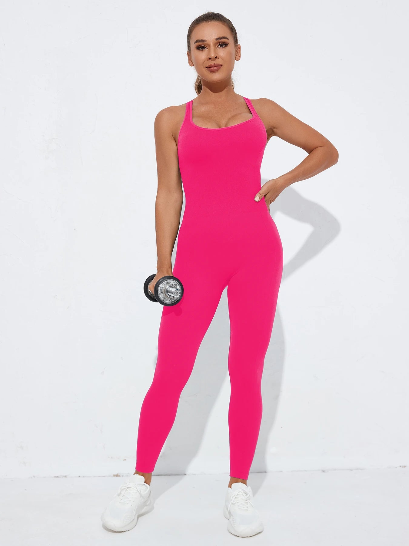 Women’s Backless Bodycon Jumpsuit – Sleeveless Hollow Out Active Romper