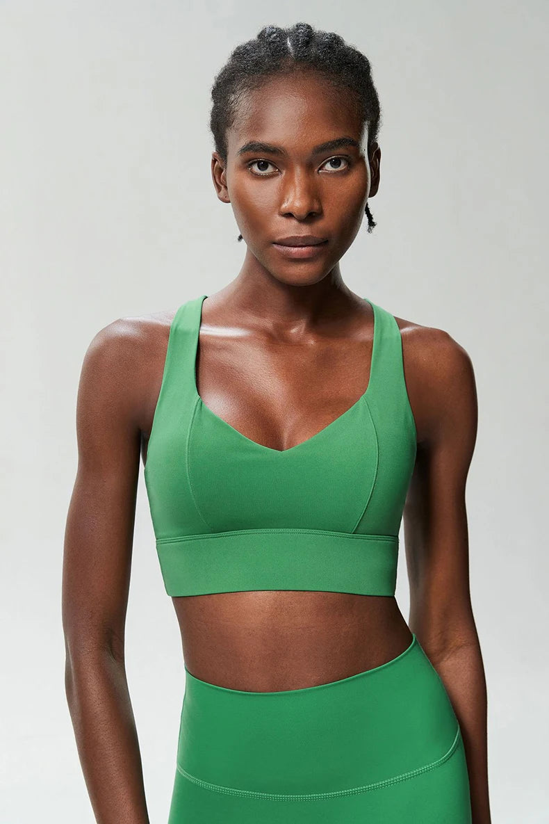 Women’s High Impact Push-Up Sports Bra – Seamless Stretch Gym Crop Top