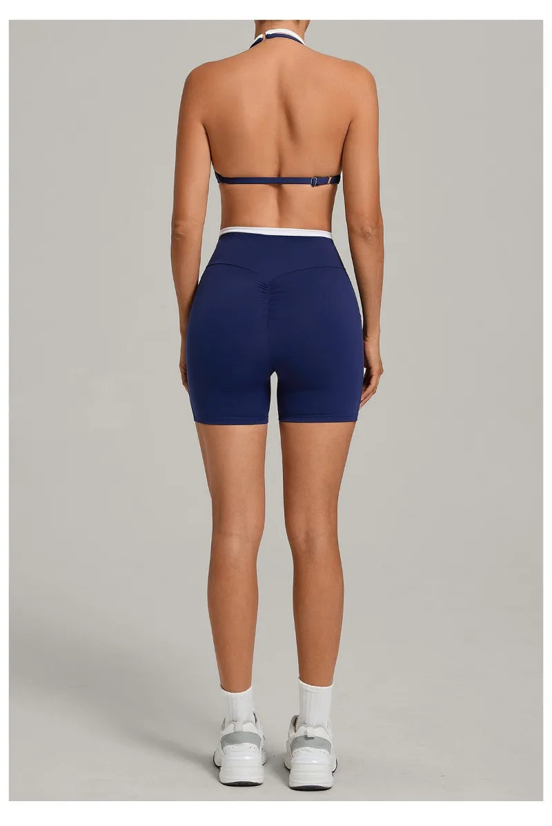 Women’s Seamless Yoga Set – Slim Fit Sports Bra & High-Waist Sculpt Shorts