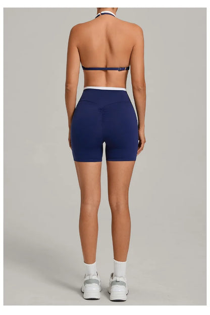 Women’s Seamless Yoga Set – Slim Fit Sports Bra & High-Waist Sculpt Shorts